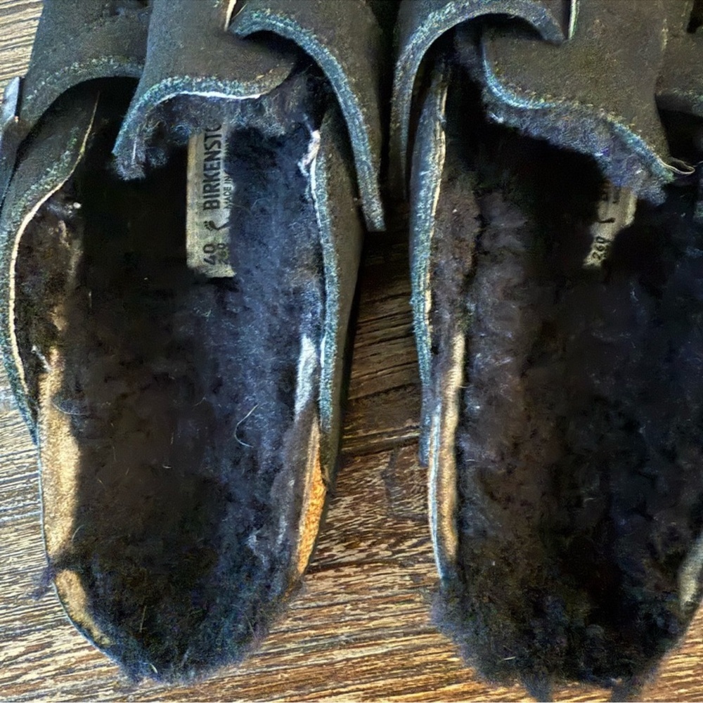 Black Suede Shearling-Lined Clogs - image 2